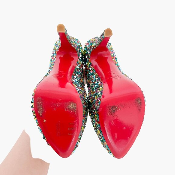 Christian Louboutin Daffodile 160 Pumps EU 39.5 US 9.5 Multi Crystal Strass - Picture 4 of 14